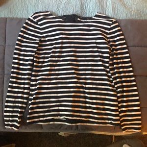 Black and white striped J. Crew shirt with bows